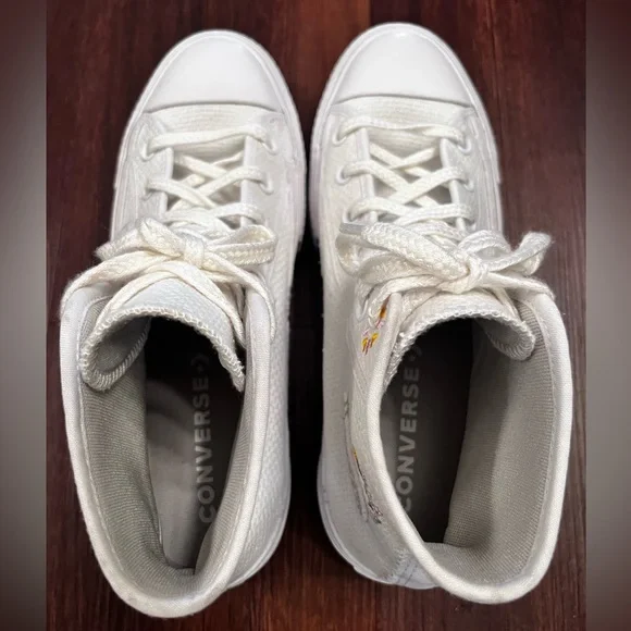 Converse Chuck Taylor All Star Lift Platinum Embroidery on white canvas Size 9 - Picture 9 of 11